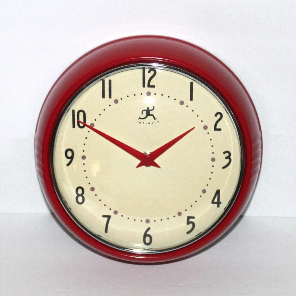 Infinity Retro Wall Clock Red round 9.5